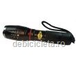 Lanterna profesionala aluminiu Leduri CREE XML-T6 si COB, acumulator Li-Ion, zoom