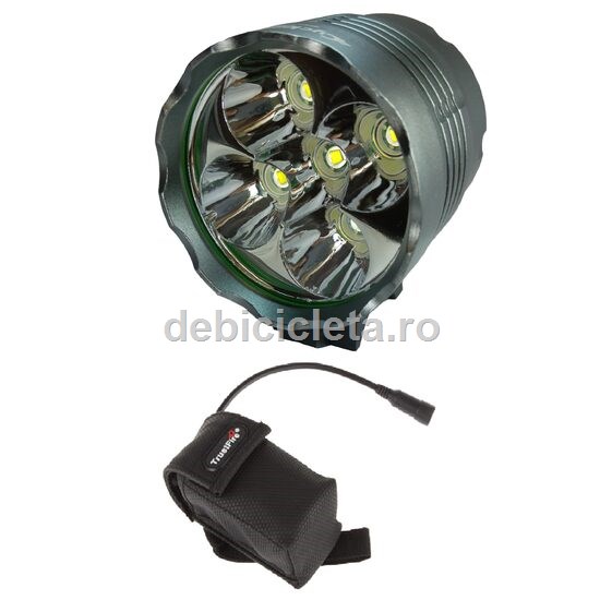 Pachet far bicicleta Cyclone 5T6 + baterie suplimentara impermeabila 6400mAh