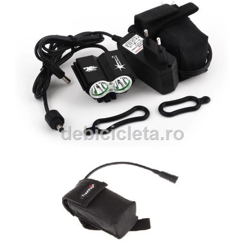 Pachet far Cyclone SolarStorm X2 + baterie suplimentara impermeabila 6400mAh