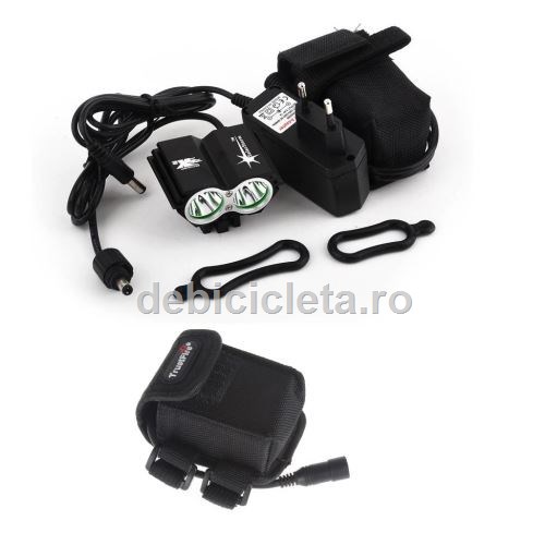 Pachet far Cyclone SolarStorm X2 + baterie suplimentara impermeabila 9600mAh