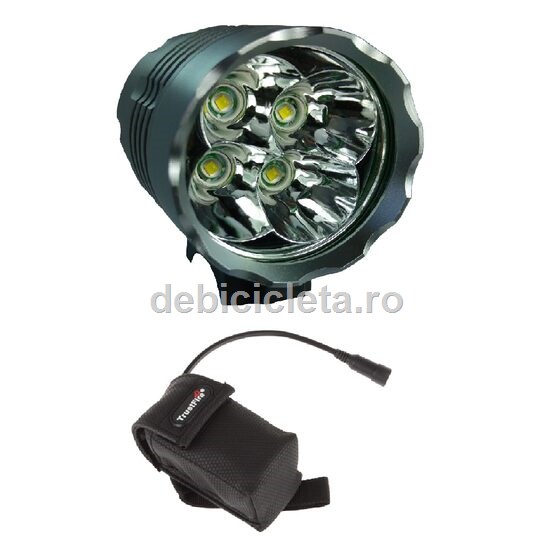 Pachet far bicicleta Cyclone 4T6 + baterie suplimentara impermeabila 9600mAh